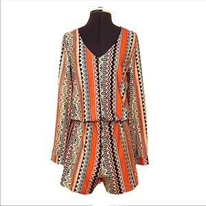 Grifflin Paris NWT Orange Chevron Print Romper S